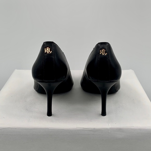 NWT Lauren Ralph Lauren Women’s Black Leather Point Toe High Heel Shoes - Picture 5 of 13